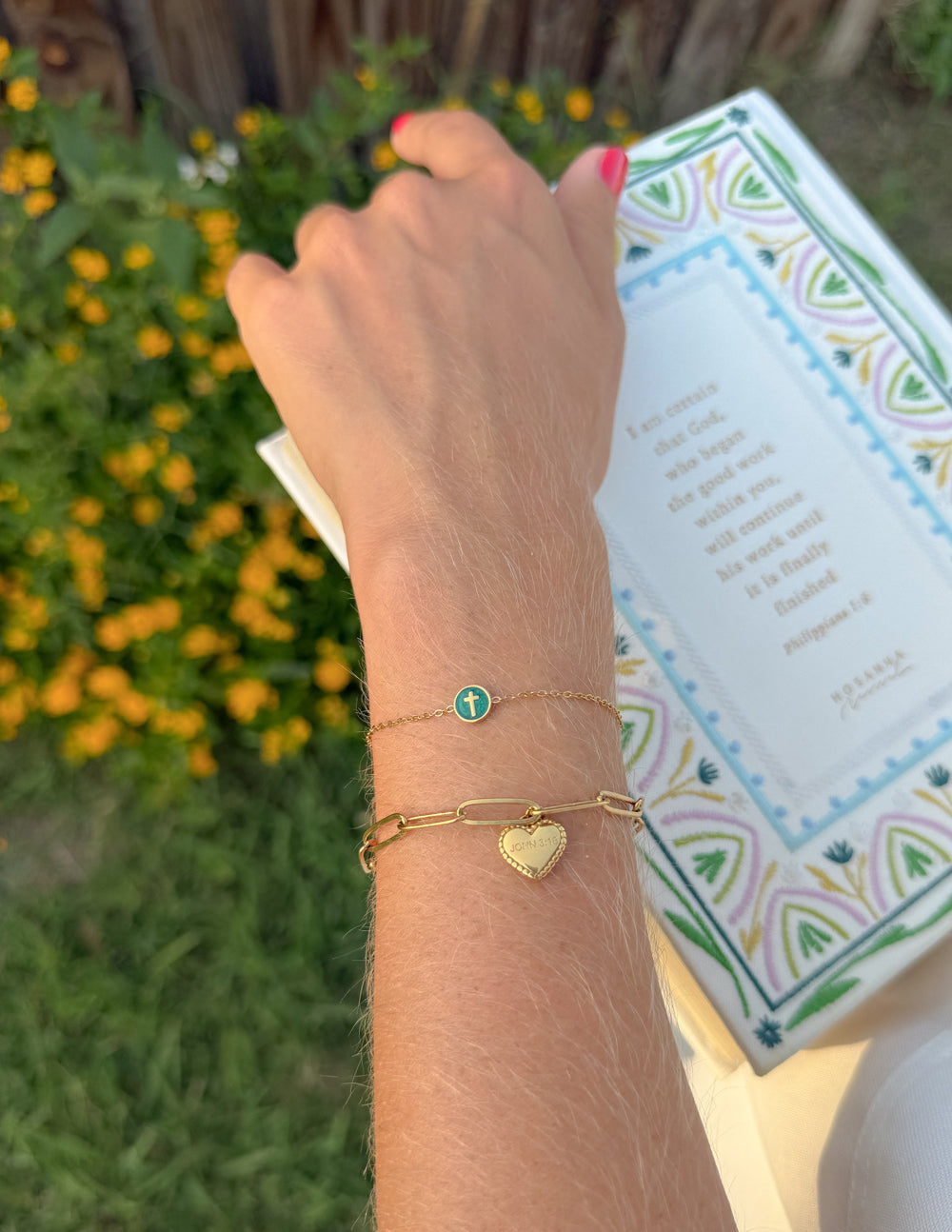 Emerald Agape Cross Link Bracelet