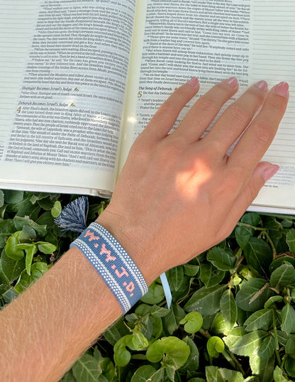 Blue WWJD Embroidered Bracelet