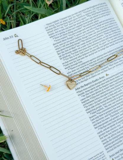 John 3:16 Heart Oversized Paperclip Chain Bracelet