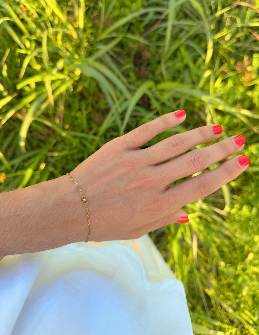 Dainty Bow Gem Link Bracelet