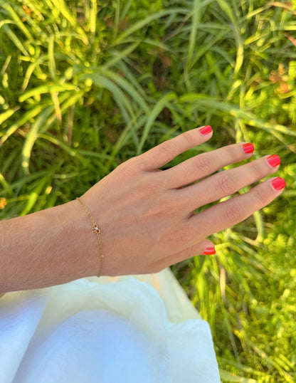 Dainty Bow Gem Link Bracelet