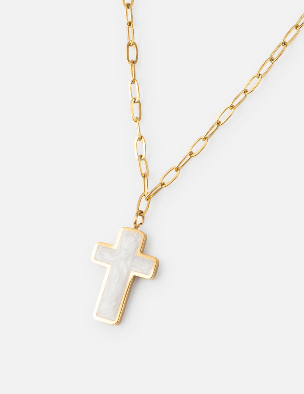 White Enamel Cross Necklace